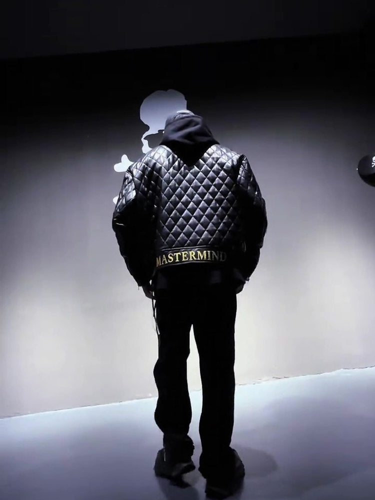 Mastermind Japan Embroidered Skull Leather Jacket - Biker Style Motorcycle Coat