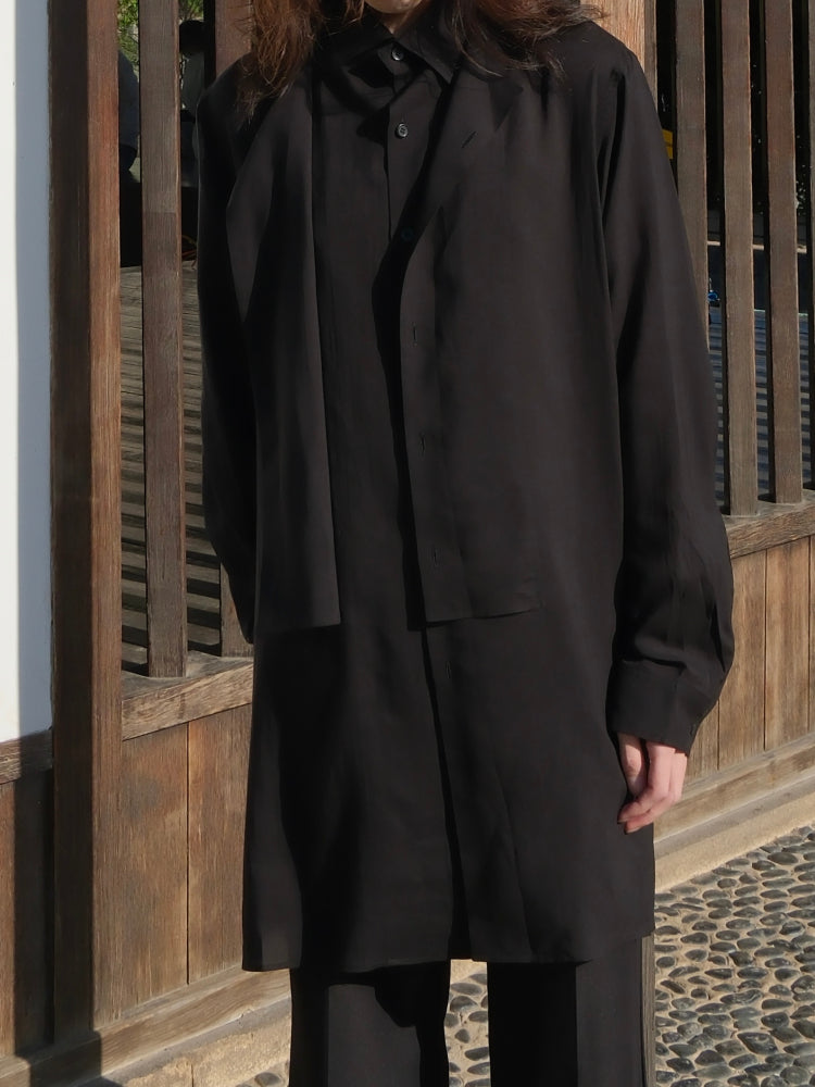 Yohji Darkwear Shirt - Double Placket Court Collar Blouse (Core Collection)