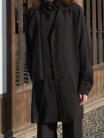 Yohji Darkwear Shirt - Double Placket Court Collar Blouse (Core Collection)