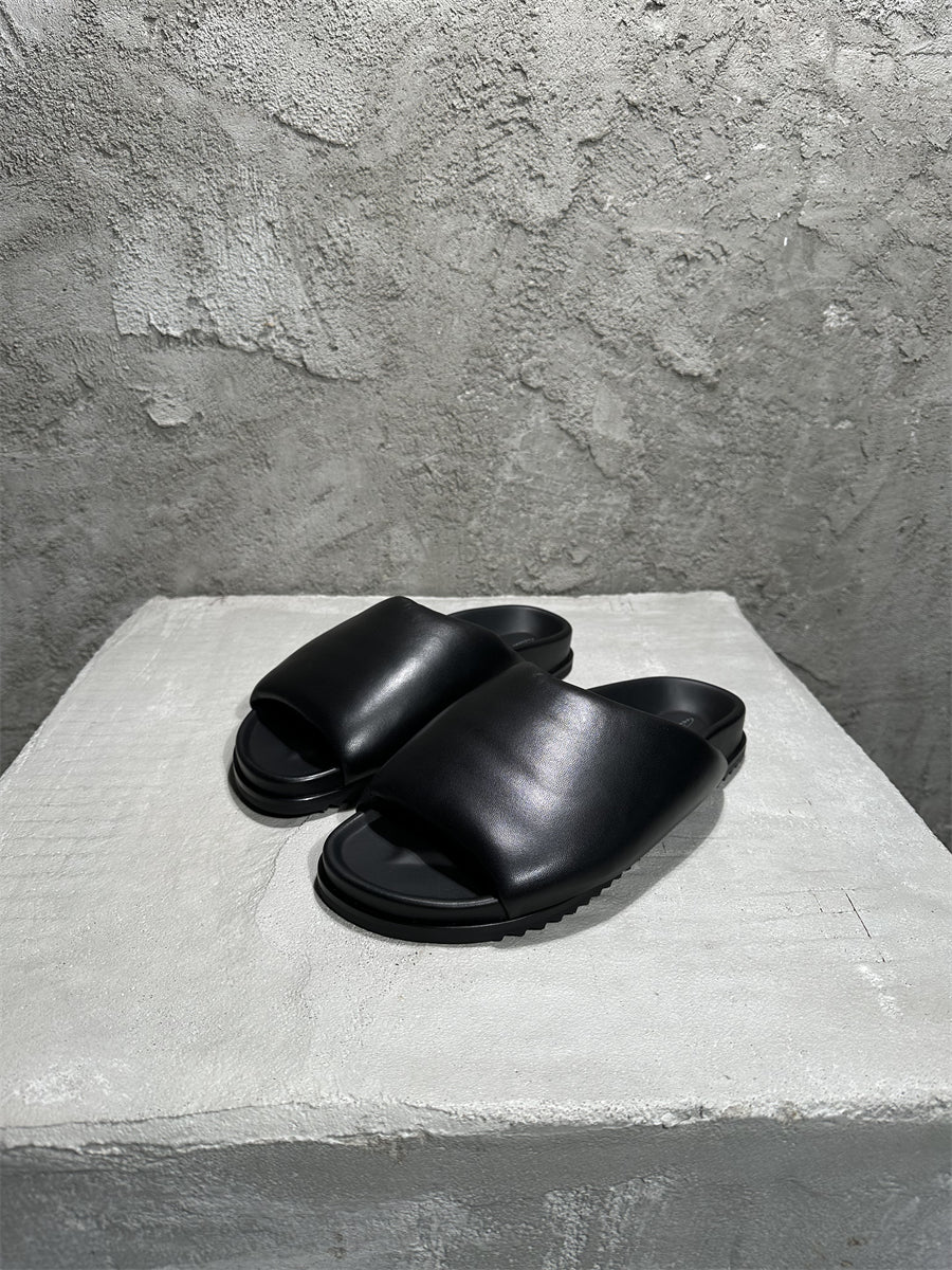 Rick Owens Sheepskin Loafer Slipper Dark Vibe Bread Shoes Flip-Flop