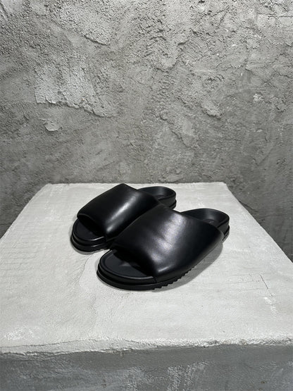 Rick Owens Sheepskin Loafer Slipper Dark Vibe Bread Shoes Flip-Flop