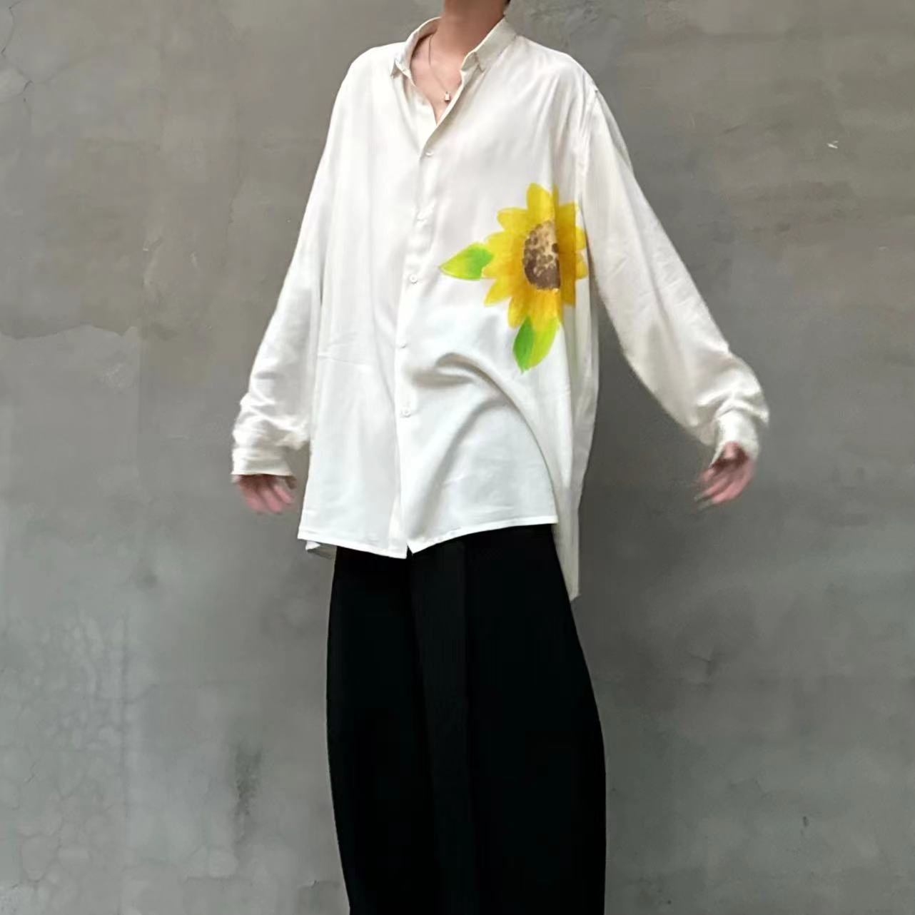 Yohji Yamamoto – Floral “Flowers & Youth” Sunflower Print Rayon Shirt