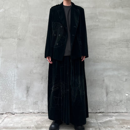 Yohji Yamamoto Velvet Family Crest Serpent Emblem Jacket - Skirt Suit