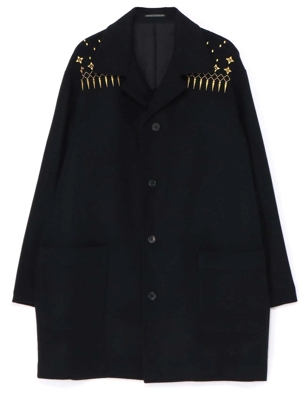 Yohji Yamamoto 23FW Dark Wool Coat – Heavy Embroidery Collection