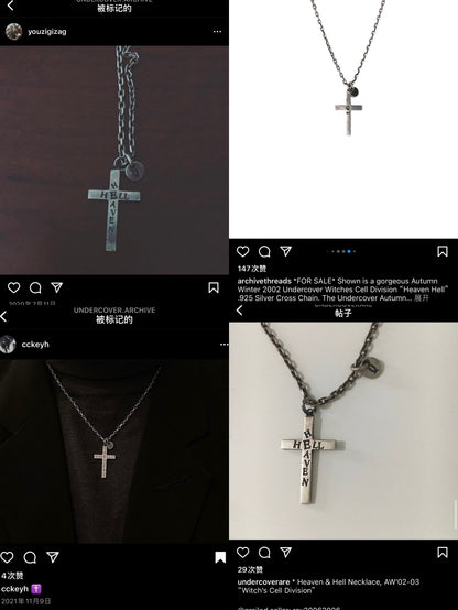UNDERCOVER AW02 ’Witch’ Heaven/Hell Cross Pendant - 925 Silver ARCHIVE Necklace