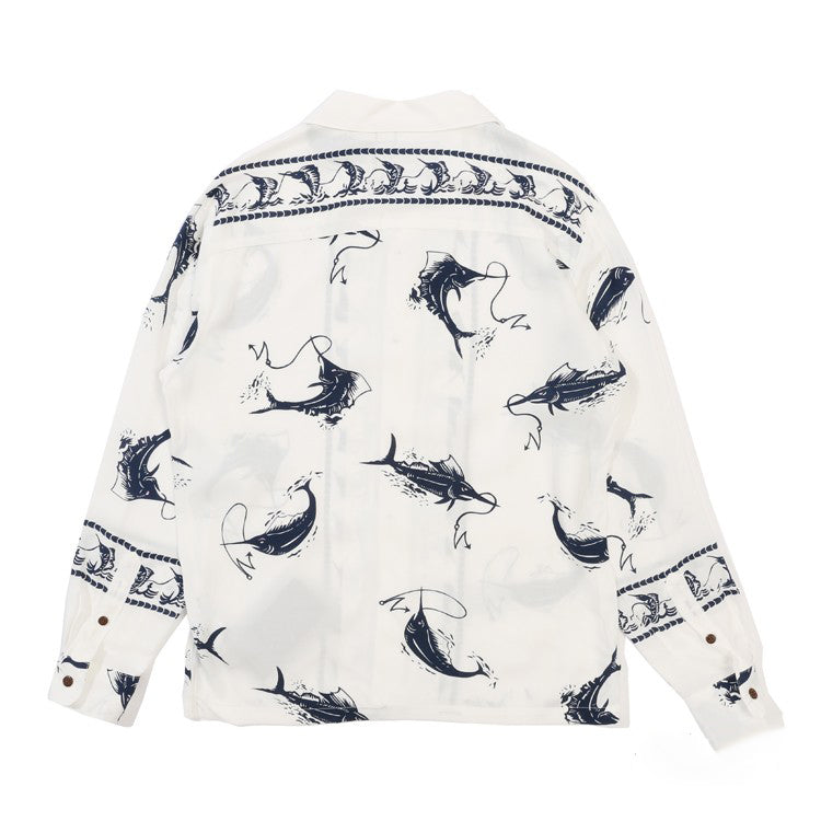 Neighborhood 20SS Hawaiian Swordfish Shirt Long Sleeve Open-Front Loose