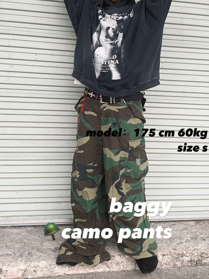Vintage M65 Remake Camo Work Pants - Baggy Wide-Leg Trousers Playboi Carti