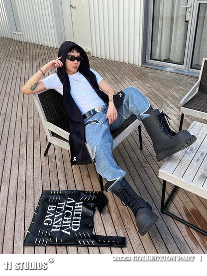 Thug Club Vintage Washed Crescent Patchwork Jeans Henry Lau ASAP Rocky Edition - Size avaliable S ~ XL