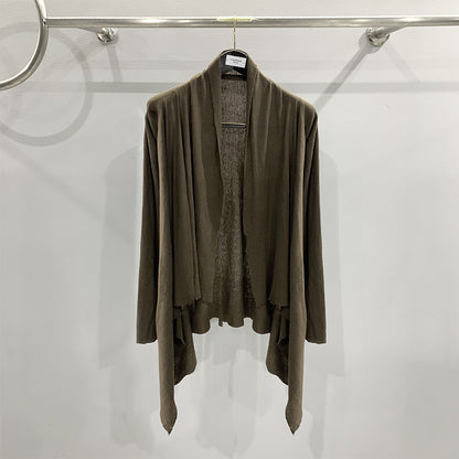 Donclickin 23FW Gothic Rick Owen Patchwork Drape Knit Open-Front Cardigan Jacket