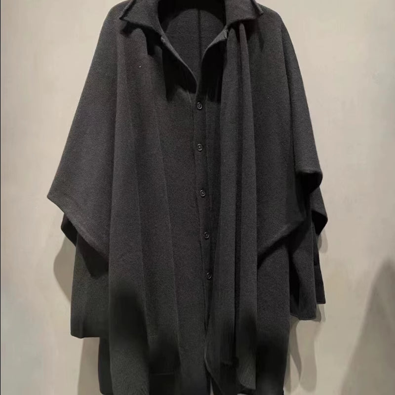 Yohji 21SS Knitted Scarf Cape Pure Wool Shawl Cardigan Outerwear