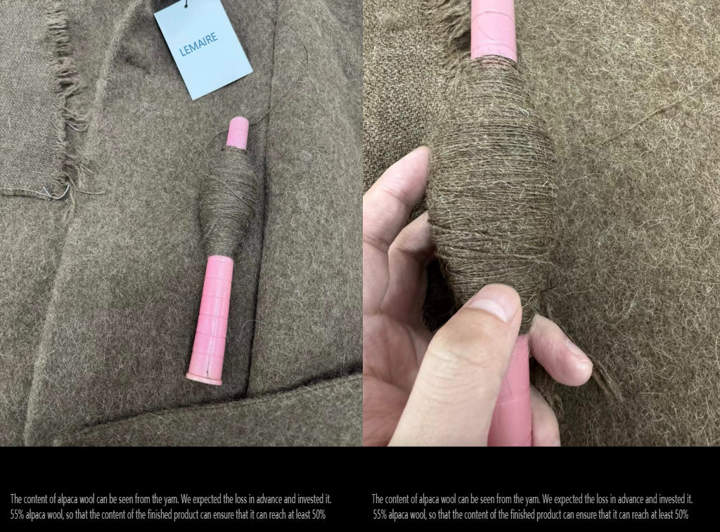 Lemaire Alpaca Wool Blend Trench Coat - Brown Stand Collar Robe