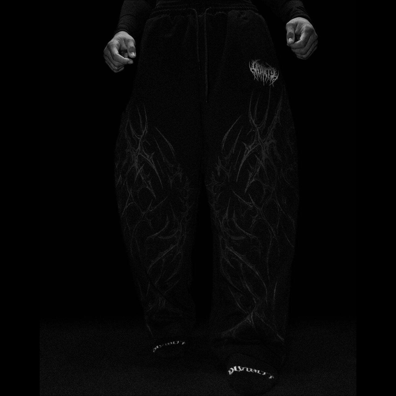 Breathedivinity Dark Thorns Sweatpants - 100% Cotton French Terry Loose Straight Leg