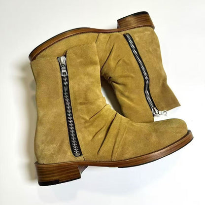 AMIRI 16OG Crinkled Chelsea Boots -Distressed Leather Ankle Boots - Yellow