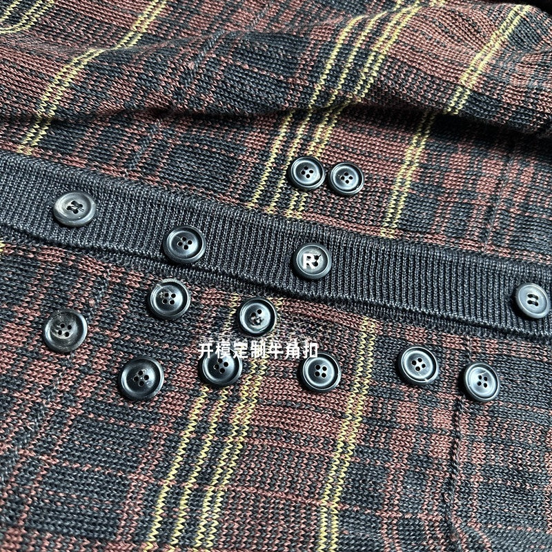 Our Legacy Evening Polo Hemp Check Knitwear - Malard Colorway Striped