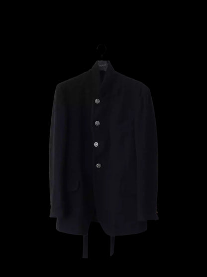 Custom-made Yohji Yamamoto Dark 100% Wool Blazer Hexagram Silver Buttons Jackets