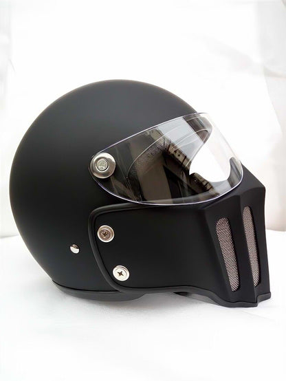 McKense Venom Anti-Fog Cruiser Motorcycle Helmet – Retro German Fiberglass Design