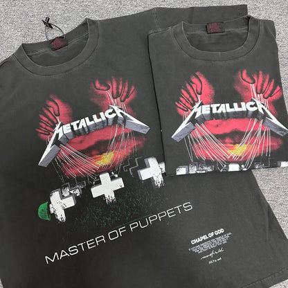 Remake Limited Metallica Master Of Pupperts - Custom Dyed Circular Knit T-Shirts