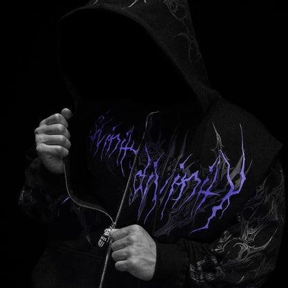 Breathedivinity Dark Gothic Zip-Up Hoodie - 420g French Terry