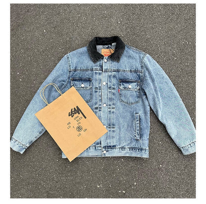 Stussy Embossed 8 ball Ｘ Levis Jacket Washed Denim Outerwear