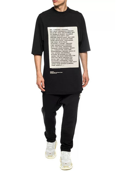 Dark Avant-garde Rick Owen Slogan RO Print Oversized Short Sleeve Tee