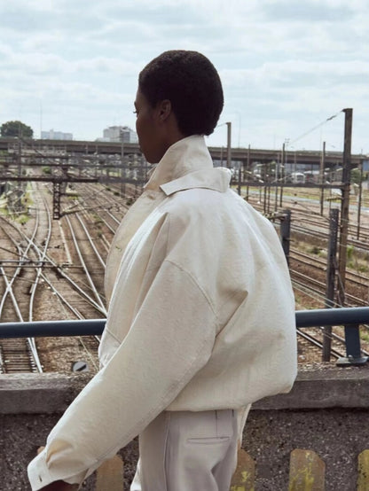 Lemaire SS19 Dry Silk Harrington Jacket - Minimalist Boxy Outerwear