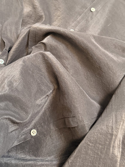 LEMAIRE 25SS New Glossy Dry Silk Shirt – Sage Green Black Edition