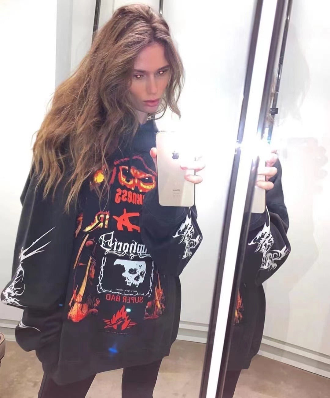 Vetements ’Anti-Tradition’ Heavy Embroidery Patch Distressed Hoodie