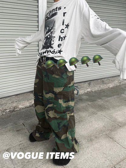 Vintage M65 Remake Camo Work Pants - Baggy Wide-Leg Trousers Playboi Carti