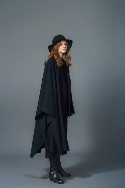 Yohji One Sleeve Cape Avant-garde Blazer - Minimal Asymmetric Black Suit Coats