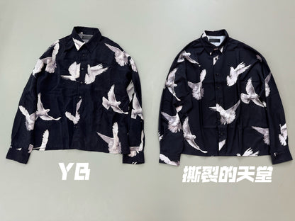 17AW AMIRI Peace Dove Print Silk Shirt - Chiffon-Ice Silk Blend