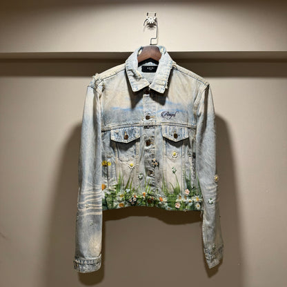 Amiri Dove Embroidered Denim Jacket - Exclusive Custom Distressed