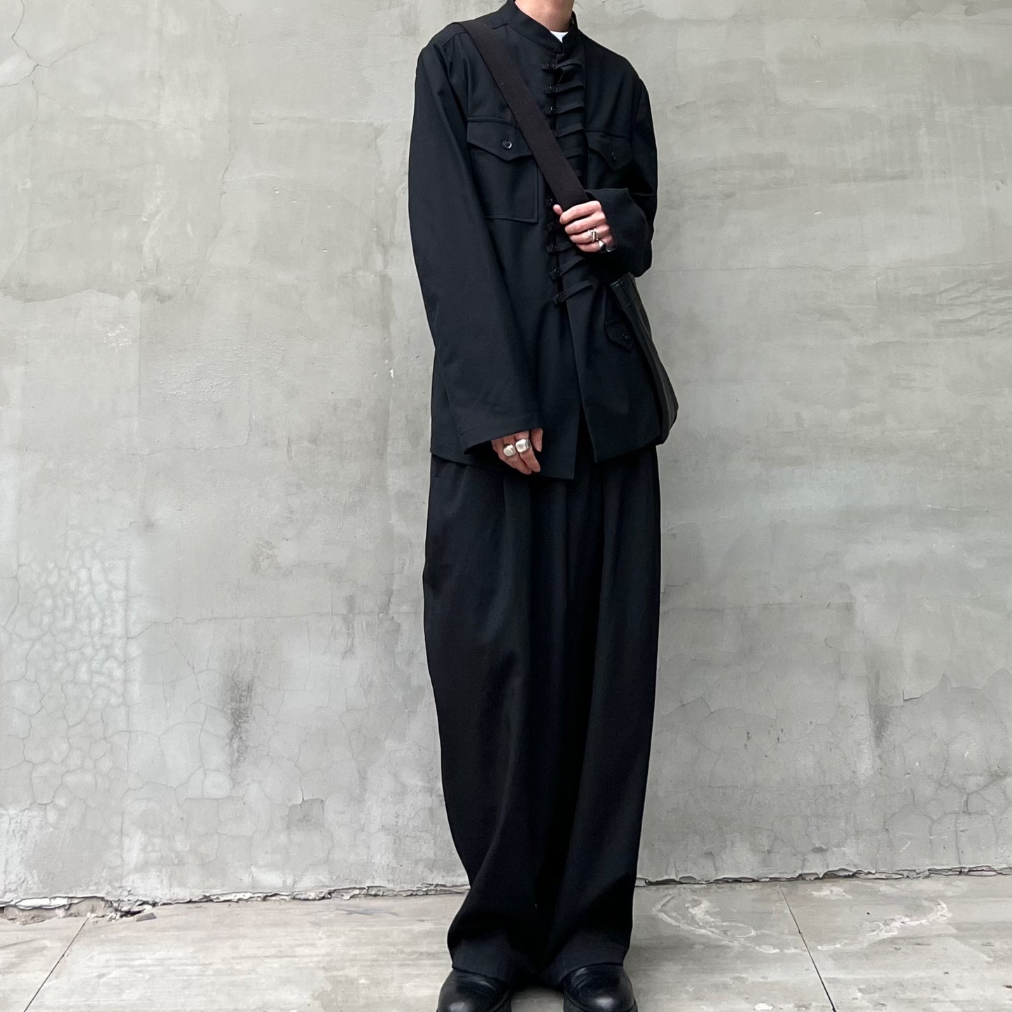 Yohji Yamamoto Twelve Pleat Wool Tapered Draped Wide Straight Trousers
