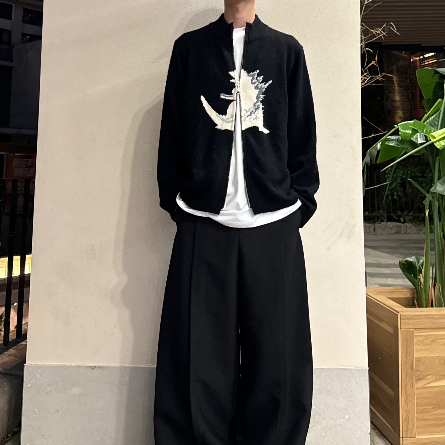 Yohji Yamamoto Y’s Men Godzilla Wool Knit Double-Zip Cardigan Jacket