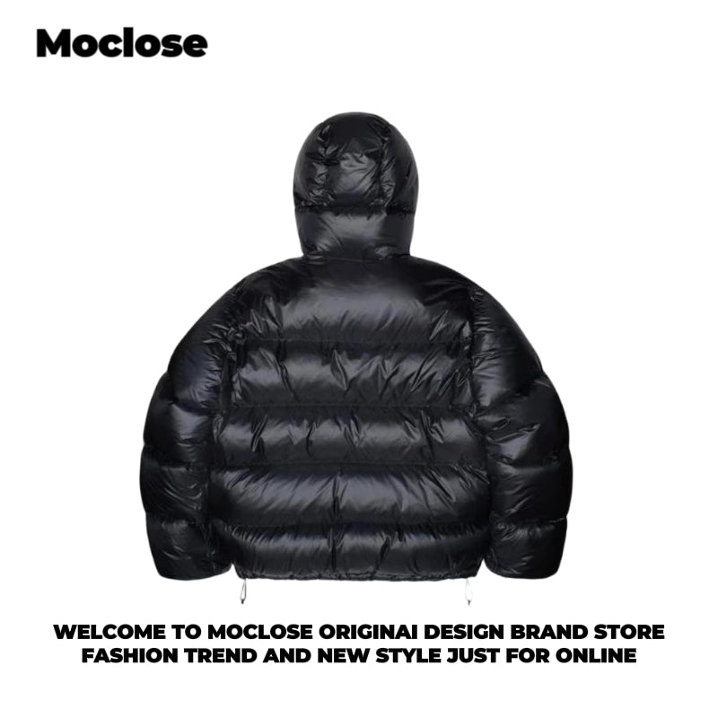 STUSSY 23FW Micro Ripstop Down Parka Black Pink Solid Color Zip Hooded Down Jackets