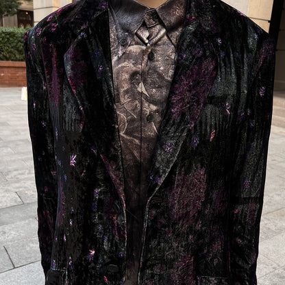 Yohji Nomad Velvet Blazer - Central Asian Traveler Collection Purple Silk Jacket