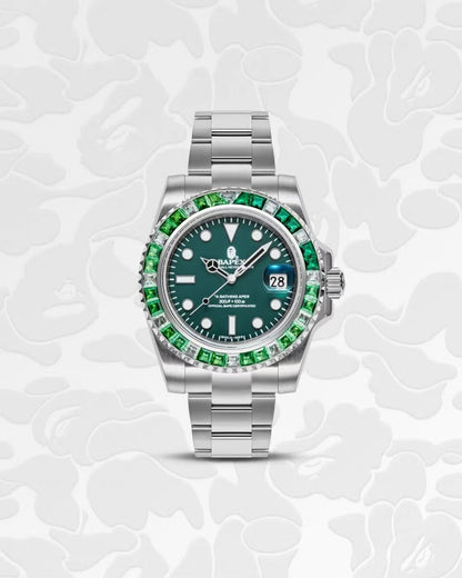 TYPE-1 BAPEX "EMERALD ICE" Mechanical Watch - Tiffany Blue Diamond Edition -  