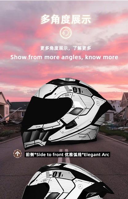 Mecha / 3C DOT Full Face Dual Visors Unisex /Bluetooth Motorcycle Helmet