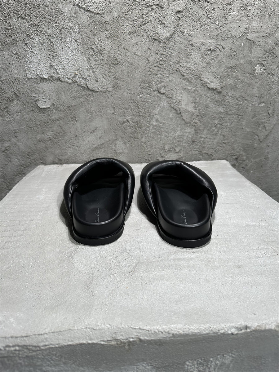 Rick Owens Sheepskin Loafer Slipper Dark Vibe Bread Shoes Flip-Flop