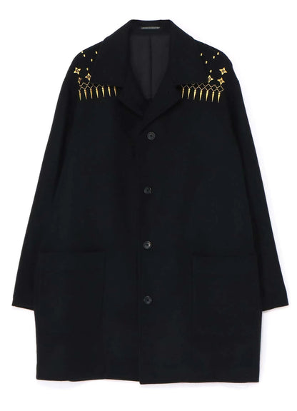 Yohji Yamamoto 23FW Dark Wool Coat – Heavy Embroidery Collection