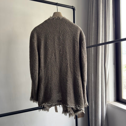 Magliano Hand-Distressed Knit Cardigan - Raw-Hem Bouclé Button-Up Unisex Coat