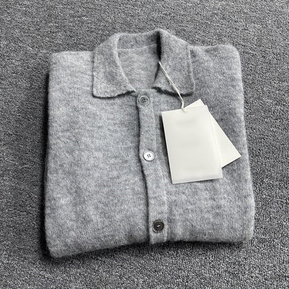 donclick 24FW Our Legacy Mohair Wool Blend Cardigan Light Grey Relaxed Fit Knit