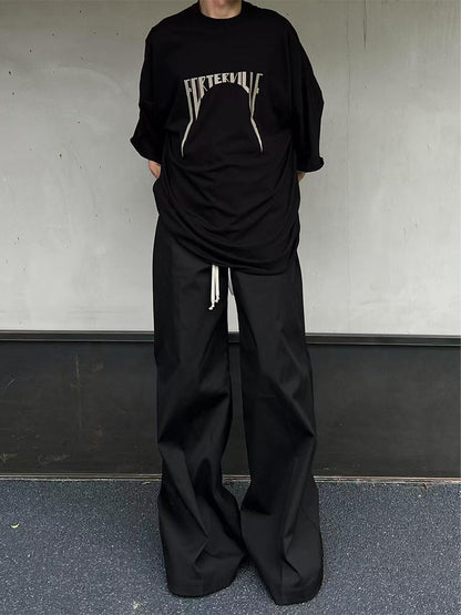 Dark Avant-garde Rick Owen Vibe High-Street Tee – Oversized Cotton Short Sleeve