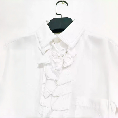 Yohji Medieval Court Shirt - Triple Collar Floral Print Cotton Blouse