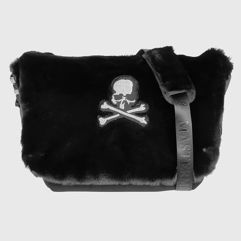 Mastermind MMJOnline Skull Embroidery Dark Fur Large Shoulder Bag- Messenger Bag - 32x40x18(cm)
