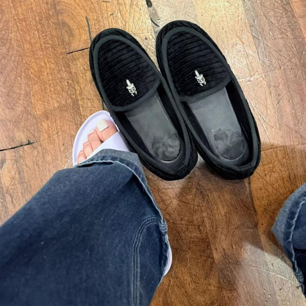 Dagger Loafer - Chorme 925 Silver Accent Black Corduroy Slip-On