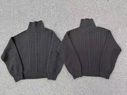 ERD AW24 Runway Turtleneck Sweater - Old Money Vibe 100% Wool Cable Knit