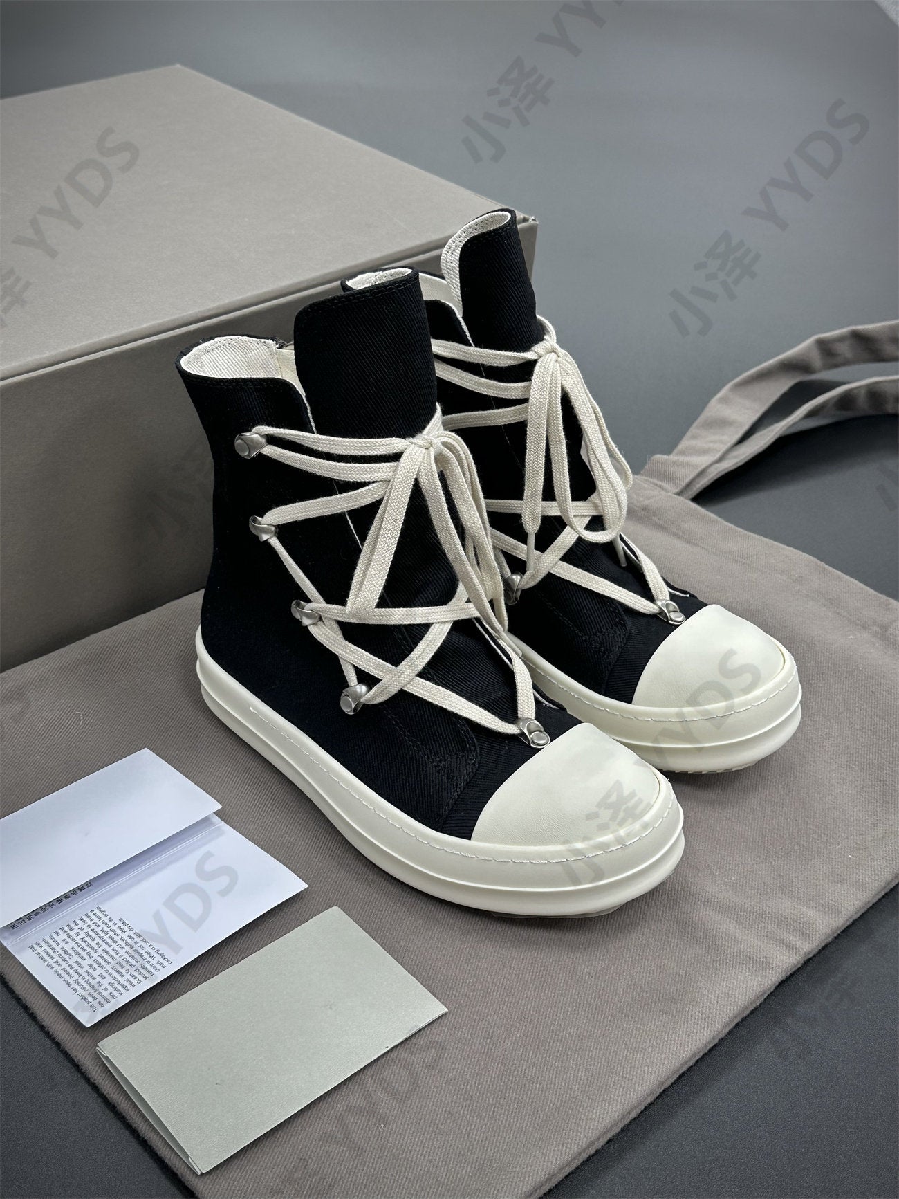 Self-made Pentagram Rick Owens DRKSHDW Sub-line High-top Canvas Gothic Shoes - Order with colors