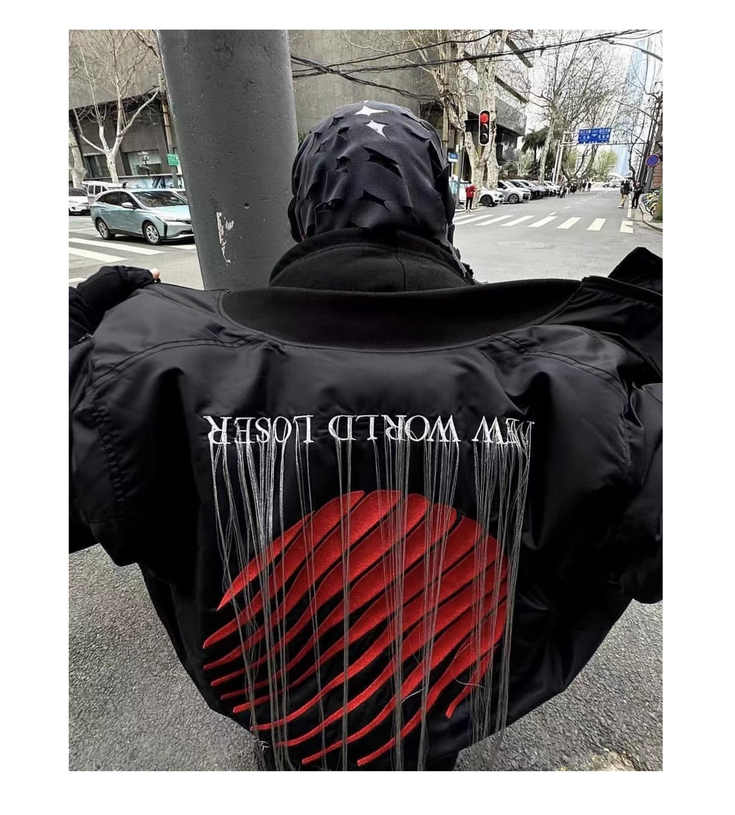 Hood By Air Fringe Bomber – HBA Embroidered Slogan Jacket