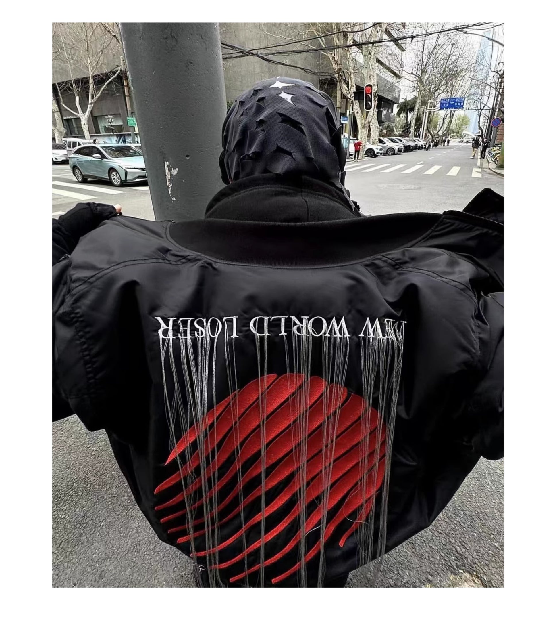 Hood By Air Fringe Bomber – HBA Embroidered Slogan Jacket