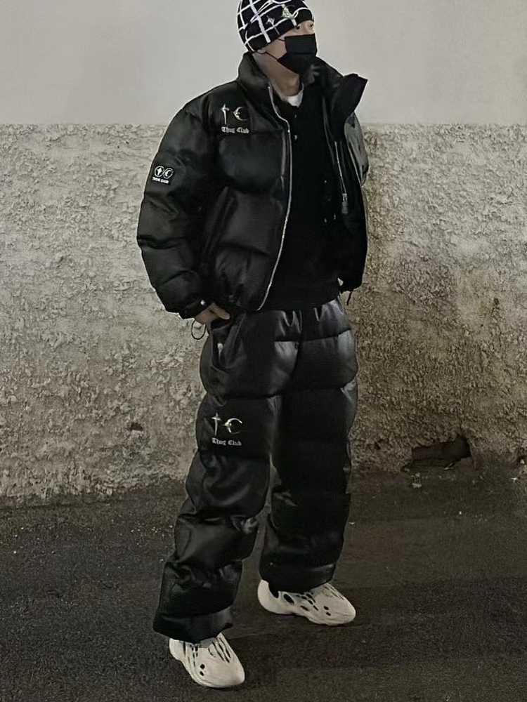 Thug Club ’Drip’ Puffer Jacket - PU Leather Opium Outerwear
